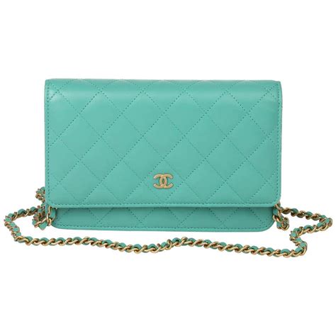 chanel turquoise wallet|Chanel Lambskin Quilted Wallet On Chain WOC Turquoise.